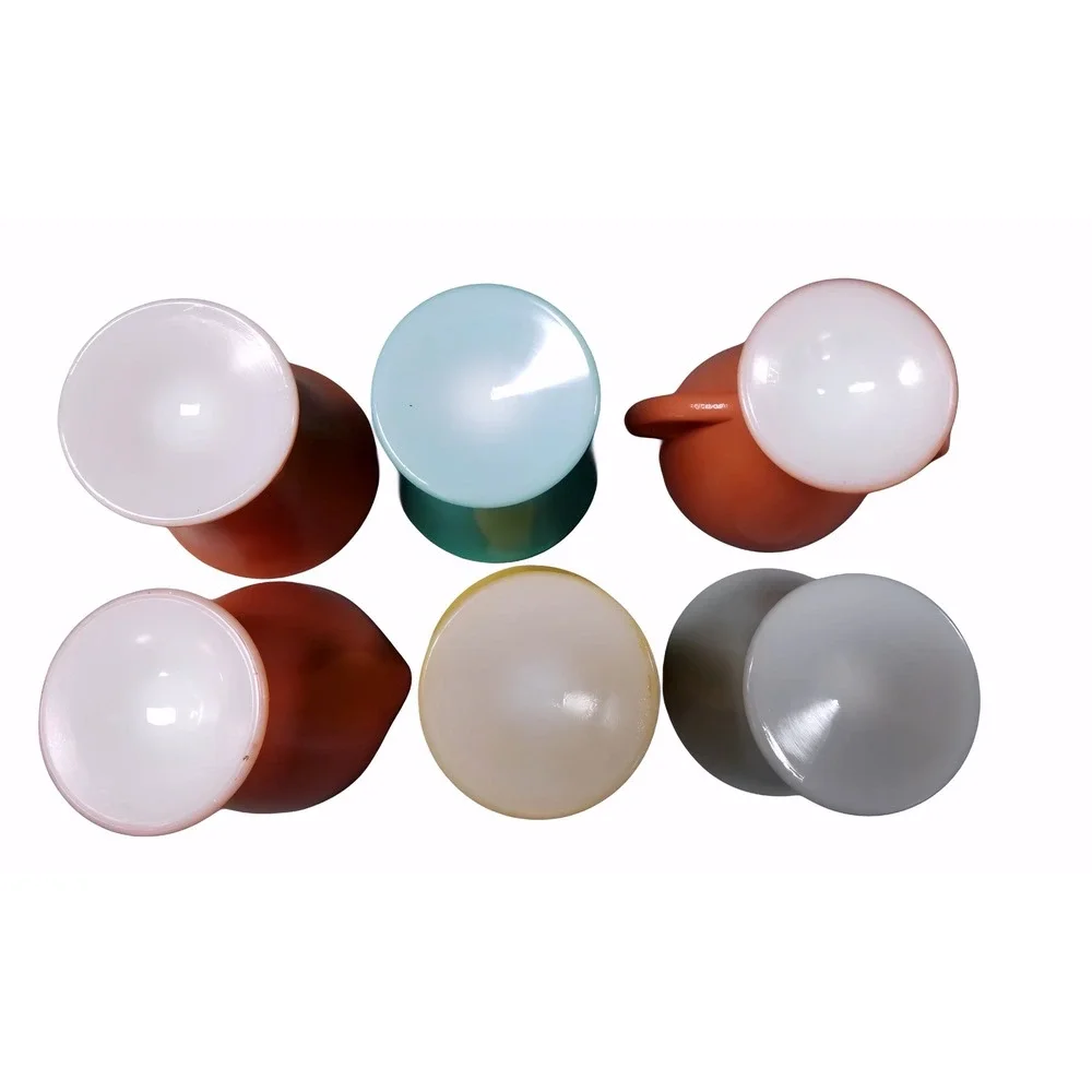 Hazel Atlas Vtg‎ Moderntone Milk Glass Set 6pc Creamer Sugar Cups Multi Color